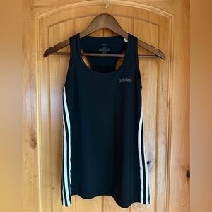 Adidas Women's Black Tank Top with White Stripes